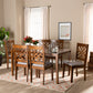 Caron Dining Set Modern and Contemporary Grey Fabric Upholstered Espresso Brown Finished Wood 7-Piece