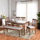 Reneau 6-Piece Dining Set in Modern Style with Grey Fabric Upholstery and Walnut Brown Wood Finish