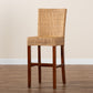 Racquel Bar Stool Modern Bohemian Design Natural Rattan and Mahogany Wood for Stylish Seating