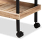 Olinda Kitchen Cart Modern Contemporary Design Oak Brown Finished Wood Black Metal Accents