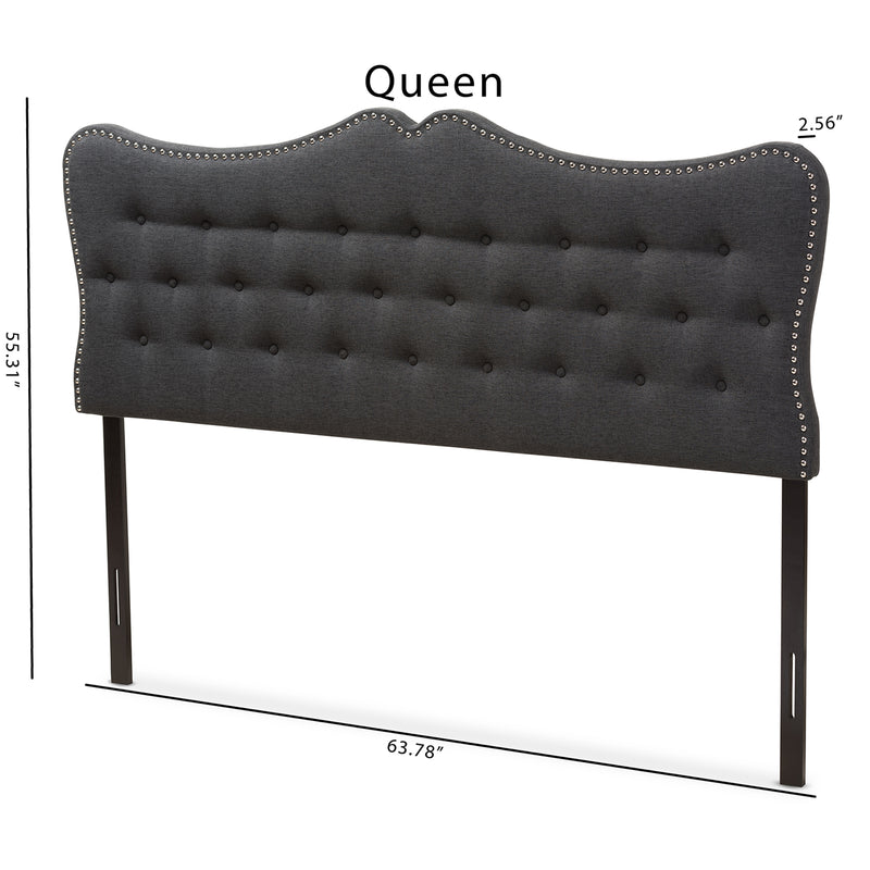 Emma Queen Size Headboard in Modern Dark Grey Fabric Design