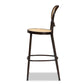 Thalia Outdoor Bar Stool - Mid-Century Modern Dark Brown Metal and Synthetic Rattan for Stylish Patio Seating