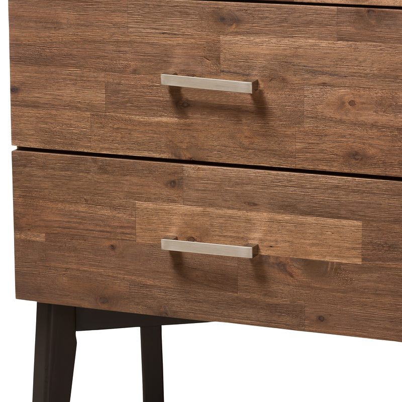 Selena Mid-Century Modern Dresser Brown Wood 4-Drawer Storage Chest for Bedroom or Living Room