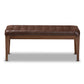 Walsh Dining Bench Mid-Century Modern Dark Brown Leather-Effect Polyester Fabric Upholstered Walnut Brown Finished Wood