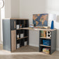 Pandora Study Desk - Modern Dark Grey and Light Brown Two-Tone Design with Built-in Shelving Unit