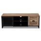 Connell TV Stand - Modern Industrial Design with Two-Tone Brown and Black Wood, Featuring 2 Doors for Storage