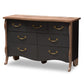 Romilly 7-Drawer Dresser in Black and Oak Finished Wood - Country Cottage Farmhouse Storage Solution