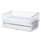 Renata Twin Size Spindle Daybed with Trundle Classic White Wood Design for Versatile Sleeping and Seating Solutions