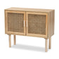 Maclean Mid-Century Modern Sideboard Buffet with Rattan and Natural Brown Wood, Stylish Storage for Dining or Living Room