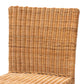 Racquel Modern Bohemian Counter Stool in Natural Rattan and Mahogany Wood for Chic Home Decor