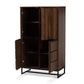 Neil Multipurpose Storage Cabinet in Modern Contemporary Design with Walnut Brown Wood and Black Metal Finish