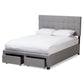 Tibault Queen Size Storage Bed Modern Grey Fabric Upholstered Design with Ample Under-Bed Storage