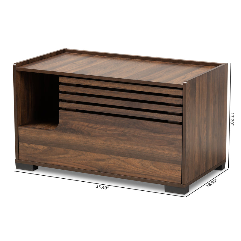 Claire Cat Litter Box Cover Modern Walnut Brown Design for Stylish Pet Owners