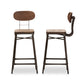 Varek Bar Stool Set Vintage Rustic Industrial Style Bamboo and Rust-Finished Steel Stackable Design for Space-Saving Convenience