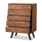 Sierra Mid-Century Modern Chest - 5-Drawer Brown Wood Storage Unit for Bedroom or Living Room