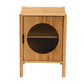 Naresh Mid-Century Modern End Table Natural Brown Bamboo Wood with 1 Door for Stylish Storage