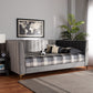 Oksana Daybed - Modern Contemporary Glam and Luxe Light Grey Velvet Fabric Upholstered with Gold Finish