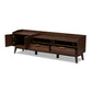 Lena Mid-Century Modern TV Stand Walnut Brown Finished 2-Drawer Wood Entertainment Center for Living Room