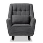 Elisa Rocking Chair Modern Contemporary Design Grey Fabric Upholstery Dark Brown Finished Wood Frame for Stylish Comfort