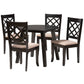 Lexi Dining Set Modern Beige Fabric and Dark Brown Finished Wood 5-Piece Dining Room Furniture for Stylish Home Decor