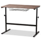 Anisa Height Adjustable Desk Modern Industrial Design with Walnut Finished Wood and Black Metal Frame