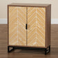 Josephine Storage Cabinet - Mid-Century Modern Design with Two-Tone Walnut and Natural Brown Wood, Black Metal Accents, and 2 Doors for Organization