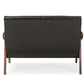 Nikko Loveseat Mid-century Modern Scandinavian Style Black Faux Leather Wooden 2-Seater