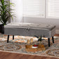 Caine Storage Bench Modern and Contemporary Black Velvet Fabric Upholstered with Dark Brown Finished Wood