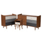 Halden Mid-Century Modern 3-Piece Storage Set in Multicolor Walnut Brown and Grey Wood Finish