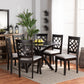 Elena Dining Set Modern 7-Piece Grey Fabric Upholstered with Dark Brown Finished Wood