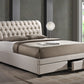 Ainge King-Size Bed Contemporary Button-Tufted Light Beige Fabric Upholstered Storage Bed with 2 Drawers for Stylish Bedroom Organization