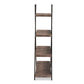 Fiera Industrial 4-Tier Display Shelf Rustic Walnut Wood and Black Metal Living Room Furniture for Stylish Home Decor