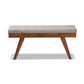 Alona Dining Bench Light Grey Fabric Upholstered Wood Mid-Century Modern