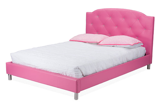 Canterbury Pink Leather Bed - Contemporary Full-Size