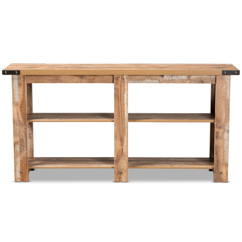 Angelo Console Table Modern Rustic Oak Brown Finished Wood Furniture for Living Room or Entryway