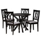 Maya Dining Set Modern Grey Fabric and Espresso Brown Finished Wood 5-Piece