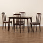 Clarissa Dining Set Mid-Century Modern 5-Piece Collection in Warm Grey Fabric and Dark Brown Wood Finish