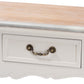 Capucine Console Table Antique French Country Cottage Style Two-Tone Whitewashed Oak and White Wood 2-Drawer Design