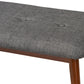 Flora II Dining Bench Mid-Century Modern Dark Grey Fabric Upholstered Medium Oak Finished Wood