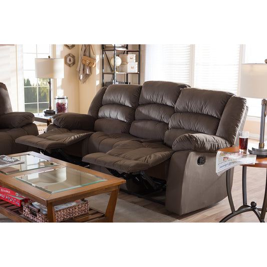 Hollace 3-Seater Recliner in Modern Taupe Microsuede for Ultimate Comfort and Style