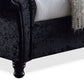 Castello Platform Bed - Black Velvet Upholstered with Faux Crystal Buttons