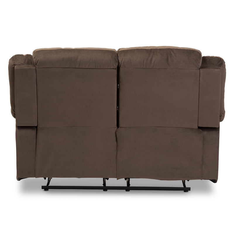 Hollace Modern Taupe Microsuede Recliner Sofa for Two with Adjustable Seating and Stylish Design