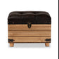 Edmund Storage Ottoman Rustic Dark Brown Faux Leather Upholstered with Oak Finished Wood