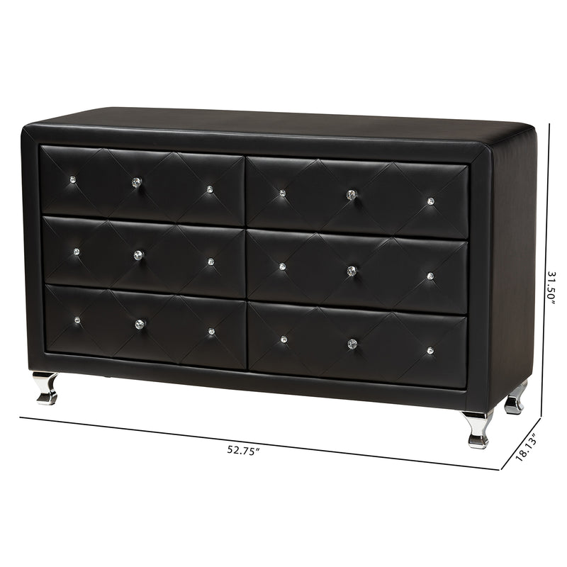 Luminescence Dresser - Black Faux Leather Upholstered