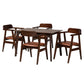 Cleo Dining Set Mid-Century Modern Light Brown Fabric and Dark Brown Finished Wood 5-Piece