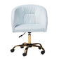 Ravenna Office Chair Contemporary Glam and Luxe Aqua Velvet Fabric and Gold Metal Swivel