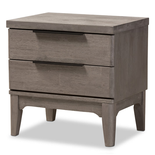 Nash Rustic Platinum Nightstand with 2 Drawers in Wood Finish for Bedroom Storage and Style