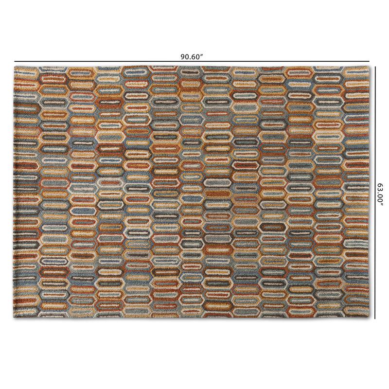 Kavir Area Rug Mid-Century Modern Multi-Colored Hand-Tufted Wool