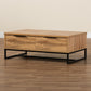 Franklin Coffee Table - Modern Contemporary Design with Oak Brown Wood and Black Metal, Featuring 2 Storage Drawers