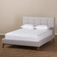 Valencia Platform Bed - Mid-Century Modern Greyish Beige Fabric